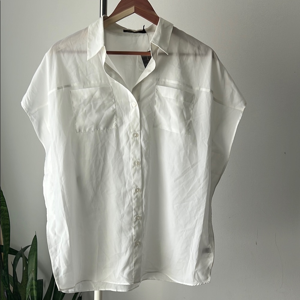 The Limited oversized White Sleeveless Button Down Shirt M